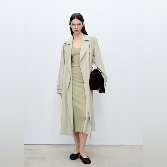 Mango khaki rib knit midi dress NWT - Picture 3 of 7